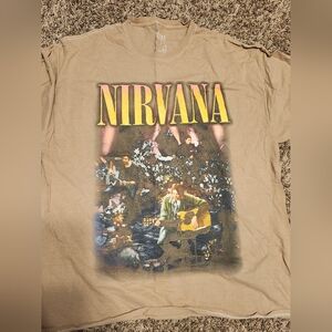 Nirvana Graphic T-Shirt in Tan, OS, Women's, Oversized Fit, Band Tee